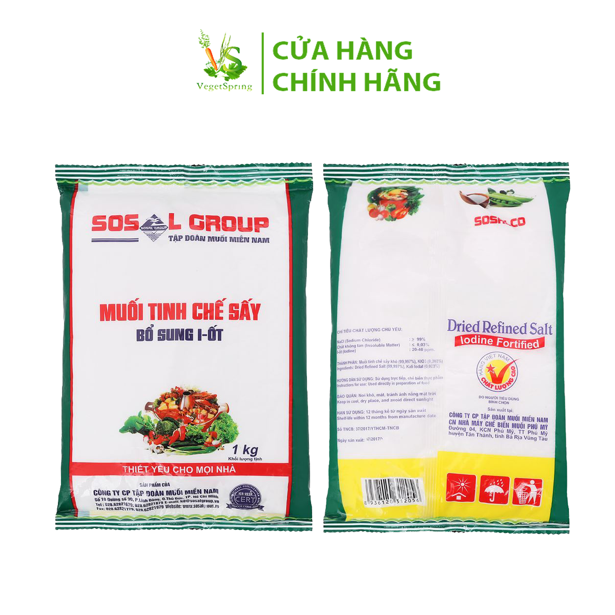 Muối IOD Tinh Chế Sấy Sosalco 1kg